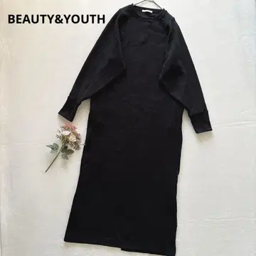 뷰티 앤 유스 블랙 티셔츠 롱 원피스 긴팔