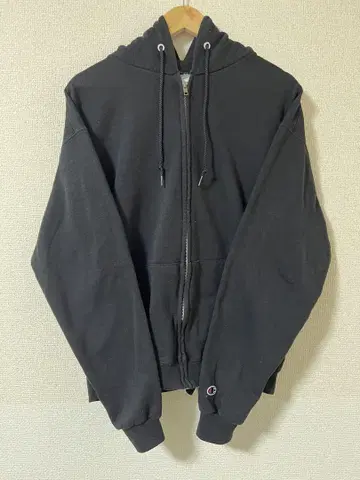 Champion 블랙 집업 후드티 L