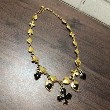트리파리 블랙 하트 클로버 목걸이