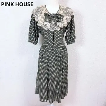 PINK HOUSE 핑크하우스 반팔 롱 플레어 원피스 빅 칼라