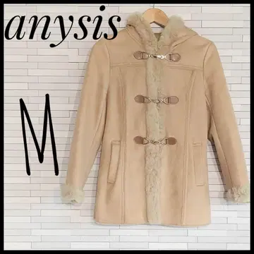 무스탕 더플 코트 베이지 후드 부착 anySIS 무스탕 코트 M