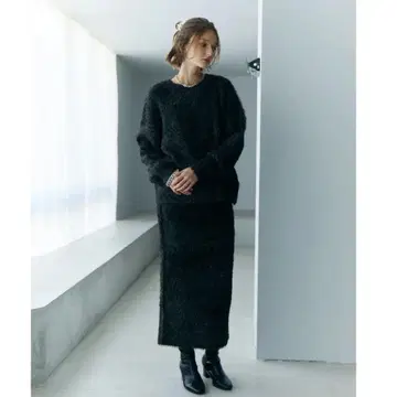 Brown&Street 라메 니트 스커트 블랙 워셔블