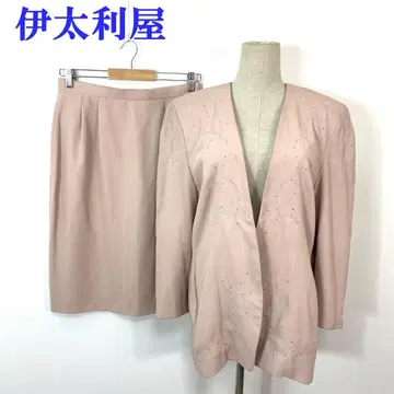 이타리야 스커트 수트 핑크 베이지 폴리에스테르 9A2 C4534