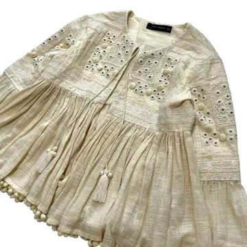 ZARA(자라) 자수 자켓 아이보리 보헤미안 태슬 크림
