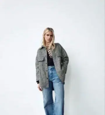 새상품급 ZARA 자라 텍스처 셔츠 자켓 오버 사이즈 블루종