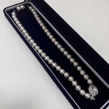 펄 목걸이 SILVER 각인 화이트 핑크 계열 진주 케이스 포함