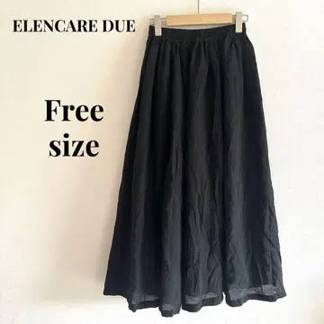 [ ELENCARE DUE ] 롱 스커트 플레어 블랙 F 허리밴딩