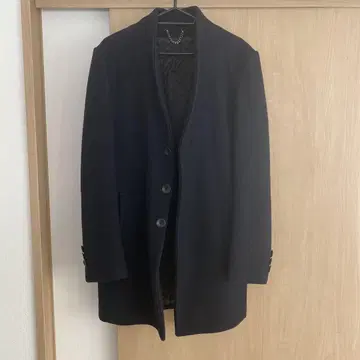 네이비 울 코트 스탠드 카라