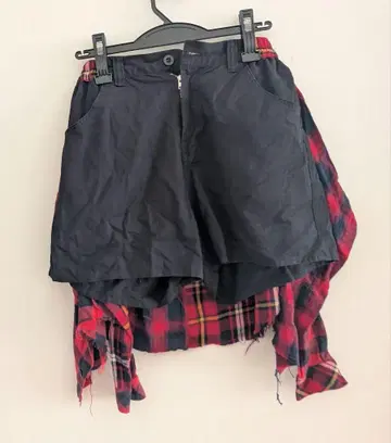 플레어 스커트 숏팬츠 레이어드 블랙 레드 체크 가을 겨울