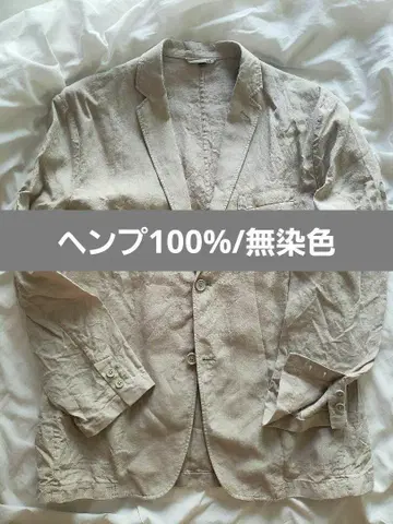 미색 본커프 테일러드 자켓 언라이닝 자켓 린넨 헴프 100%