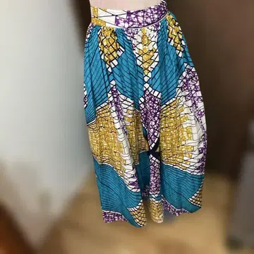 아프리카 프린트 롱 개더 카트