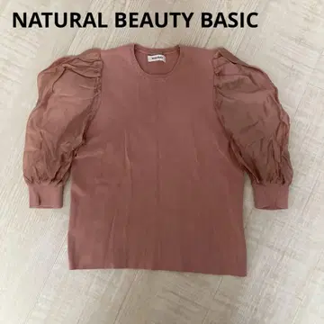 NATURAL BEAUTY BASIC 벌룬 슬리브 칠부 니트 핑크