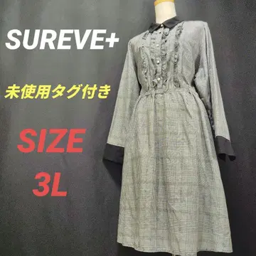 미사용 택 포함 SUREVE+ 프릴 체크 원피스 빅 사이즈 3L
