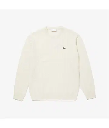 LACOSTE 아이보리 라코스테 케이블 니트 울