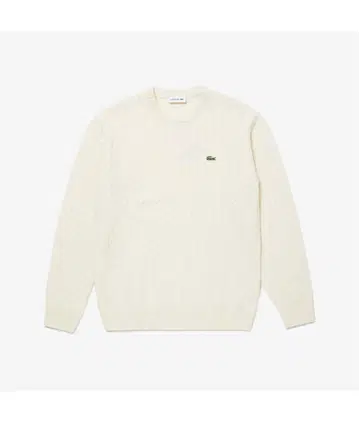LACOSTE 아이보리 라코스테 케이블 니트 울
