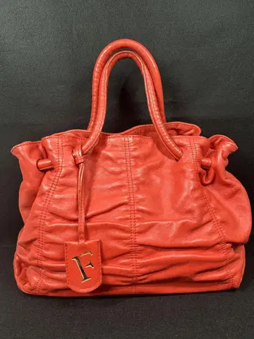 새상품급 훌라 FURLA 토트백 레드 가죽 천연 가죽 참
