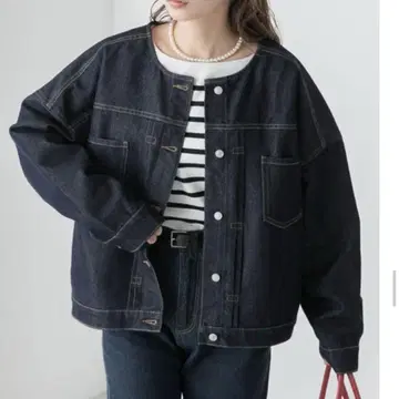 BONLECILL 노카라 오버 데님 자켓 G 프리 사이즈