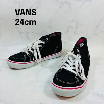 반스 하이컷 스니커즈 블랙 핑크 캔버스 24cm