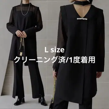 Lsize 블랙 시스루 소매 팬츠 셋업 L 사이즈