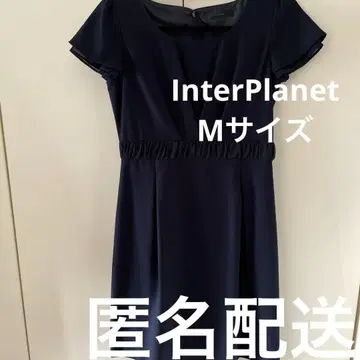 InterPlanet 네이비 반팔 원피스 M 소매가 귀여운 새상품급