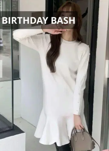 벌스데이 바쉬 니트 롱 머메이드 원피스 펄 페플럼