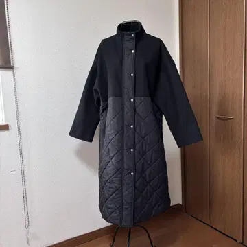 울 코트 롱 코트 퀼팅