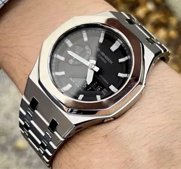 G-SHOCK GA-2100-1A 실버 커스텀 스테인리스 케이스