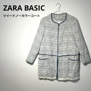 ZARA BASIC 트위드 노카라 코트