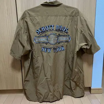 Schott 2XL 브라운 반팔 셔츠