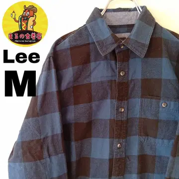 USA 구제 의류 Lee 플란넬 셔츠 M 네이비 블랙 체크