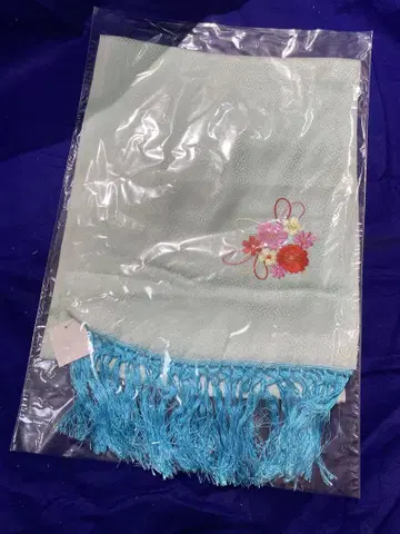 순수 실크 시치고산 실크 스카이블루 자수 시고키