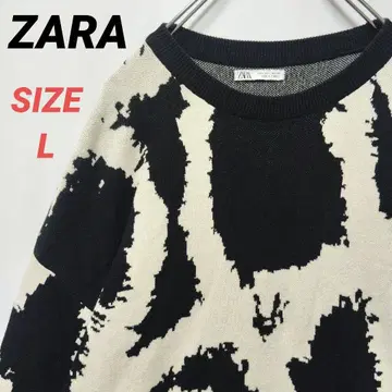ZARA 자라 니트 스웨터 남성용 L 블랙 x 화이트