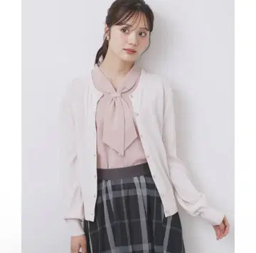 크루넥 가디건 핑크