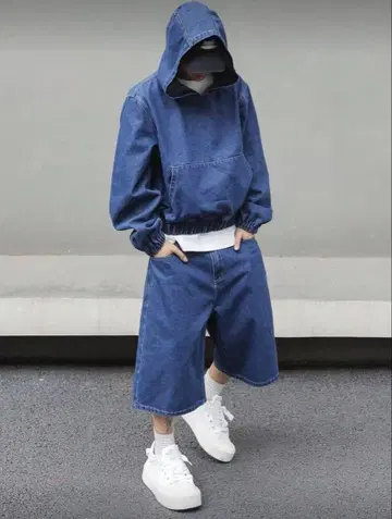 데님 후드티 셋업