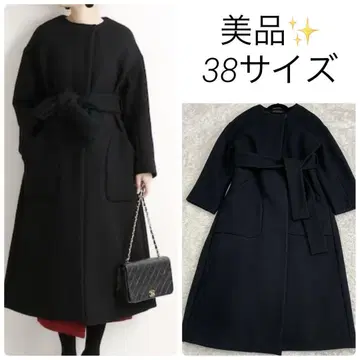 새상품급 베르메이유 퍼 이에나 멜톤 텐트 라인 코트 롱