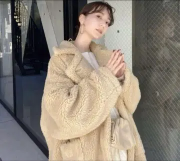 보아 롱 코트 베이지