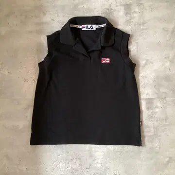 FILA 휠라 슬리브리스 피케 셔츠 상의 블랙