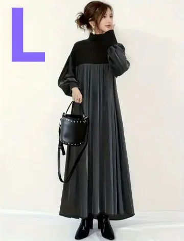 세련된 G 터틀넥 플리츠 롱 원피스 블랙 L 추천