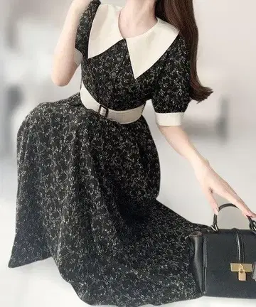 mily bilet 꽃무늬 롱 원피스 반팔