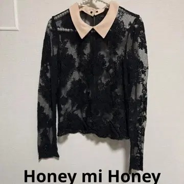 허니미허니 시스루 레이스 상의 탈부착 카라