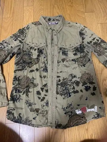 Desigual 카키 꽃무늬 밀리터리 자켓