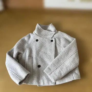 그레이 더블 브레스트 피 코트 새상품