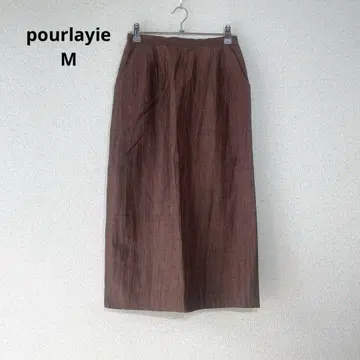 pourlayie A라인 스커트 주름 가공 종아리 기장 린넨 M