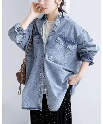 reca 데님 셔츠 자켓 블루