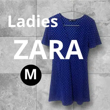 새상품급!!깨끗함!!ZARA 네이비 도트 무늬 반팔 원피스
