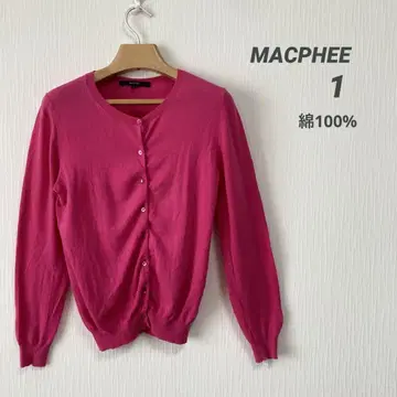 MACPHEE 버튼 다운 긴팔 가디건 핑크 면 100% 새상품급