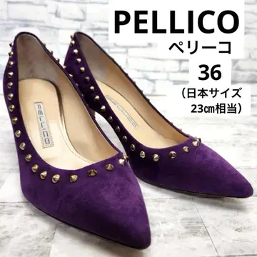 PELLICO 펠리코 스틸레토 스웨이드 스터드 퍼플 36