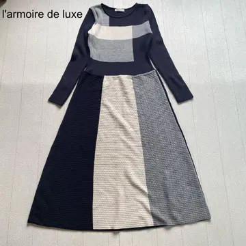 l'armoire de luxe 배색 니트 원피스 네이비 38