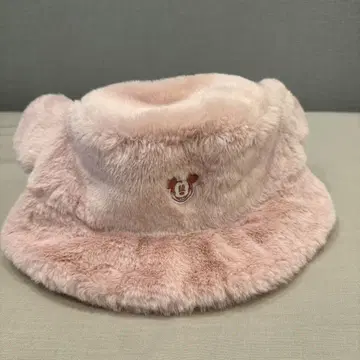 미키 자수 핑크 버킷 햇