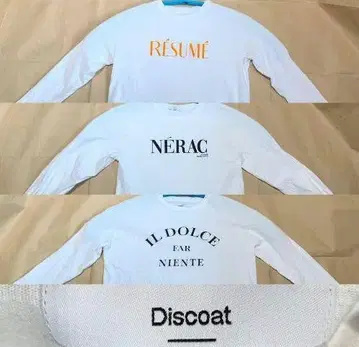 Discoat 롱티 3장 세트 모음 화이트 긴팔 티셔츠 화이트
